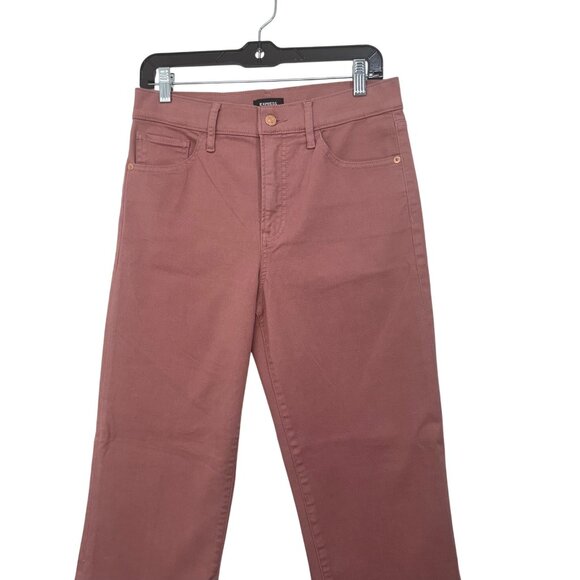 Express Womens Straight Ankle High Rise Pants Size 6R Mauve Pink Raw Hem - Picture 10 of 12